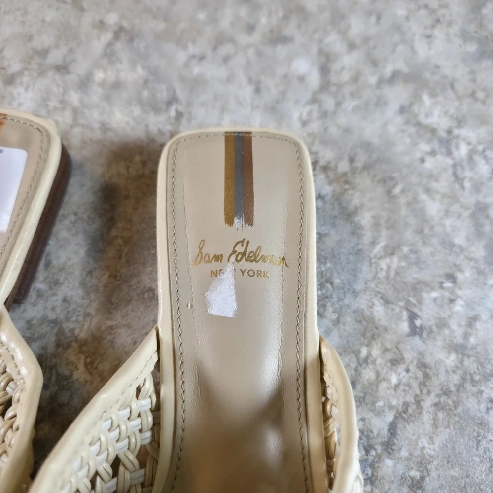 Sam Edelman Leona Mule Cream Ivory Basket Womens 5 Sandals Flats Beach Boho - Picture 3 of 7